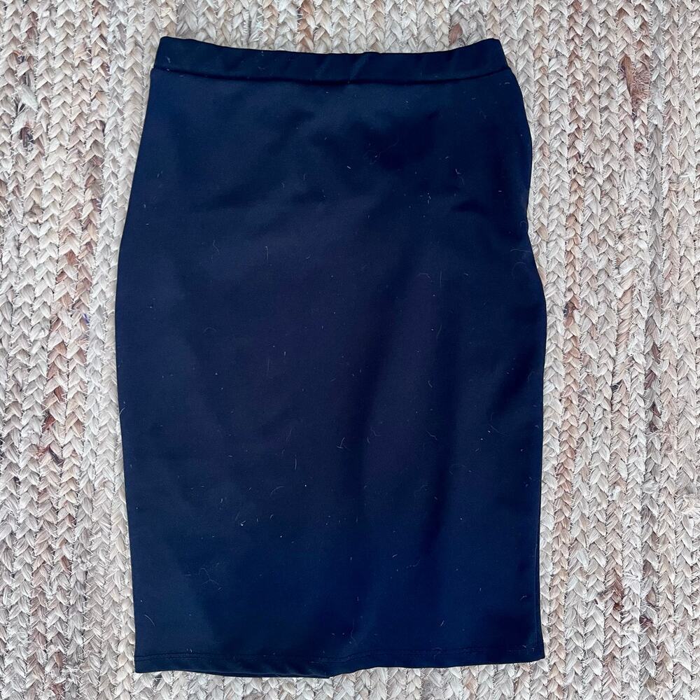 Vintage 90s black stretchy pencil skirt - Picture 2 of 3